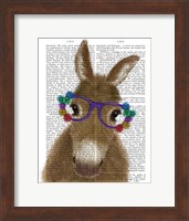 Donkey Purple Flower Glasses Book Print Fine Art Print