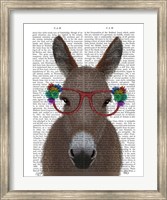 Donkey Red Flower Glasses Book Print Fine Art Print