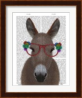 Donkey Red Flower Glasses Book Print Fine Art Print