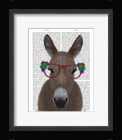 Donkey Red Flower Glasses Book Print Fine Art Print