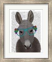 Donkey Turquoise Flower Glasses Book Print Fine Art Print