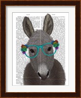 Donkey Turquoise Flower Glasses Book Print Fine Art Print