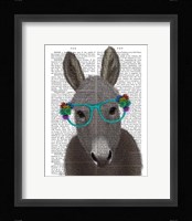 Donkey Turquoise Flower Glasses Book Print Fine Art Print