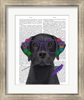 Black Labrador and Flower Glasses Book Print Fine Art Print
