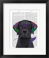 Black Labrador and Flower Glasses Book Print Fine Art Print