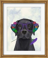Black Labrador and Flower Glasses Fine Art Print