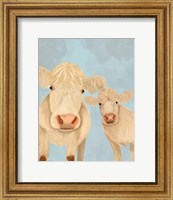 Cow Duo, Cream, Looking at You Fine Art Print