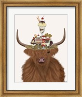 Highland Cow and Ice Cream Hat Fine Art Print