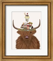 Highland Cow and Ice Cream Hat Fine Art Print