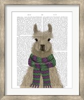 Llama with Purple Scarf, Portrait Book Print Fine Art Print