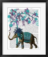 Niraj Elephant, Blue Tree Fine Art Print