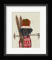 Black Labrador, Skiing Fine Art Print