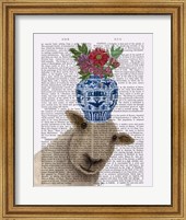 Sheep with Vase of Flowers Book Print Fine Art Print