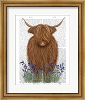 Highland Cow, Bluebell Book Print Fine Art Print