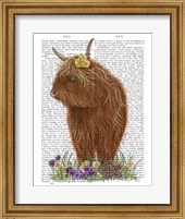 Highland Cow, Pansy Book Print Fine Art Print