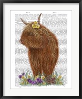 Highland Cow, Pansy Book Print Fine Art Print