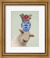 Sheep with Vase of Flowers Fine Art Print