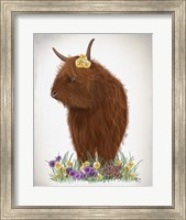 Highland Cow, Pansy Fine Art Print