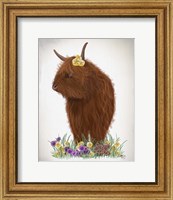 Highland Cow, Pansy Fine Art Print