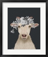 Goat 1, White Flowers Fine Art Print
