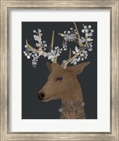 Deer, White Flowers Fine Art Print