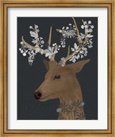 Deer, White Flowers Fine Art Print