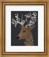 Deer, White Flowers Fine Art Print