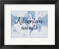 World Map White and Blue v2 Fine Art Print