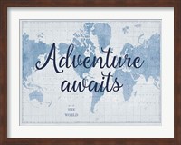 World Map White and Blue v2 Fine Art Print