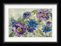 Bold Blue and Lavender Flowers Framed Print