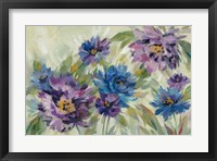 Bold Blue and Lavender Flowers Framed Print