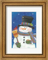 Snowman with Broom Fine Art Print