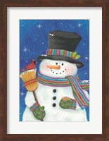 Snowman with Broom Fine Art Print