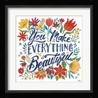Happy Thoughts V White Framed Print