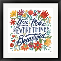 Happy Thoughts V White Framed Print