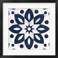 Blue and White Tile I Framed Print