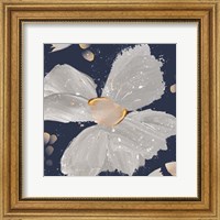 Contemporary Floral Gray on Blue Fine Art Print