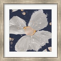 Contemporary Floral Gray on Blue Fine Art Print
