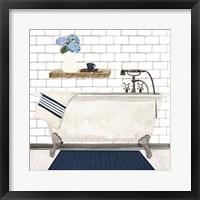 Farmhouse Bath I Navy-Tub Framed Print