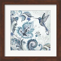 Watercolor Boho Blue Hummingbird II Fine Art Print