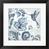 Watercolor Boho Blue Hummingbird II Fine Art Print