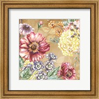 Wildflower Medley Square Gold I Fine Art Print