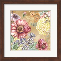 Wildflower Medley Square Gold I Fine Art Print