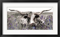 Longhorn in Flower Field Fine Art Print