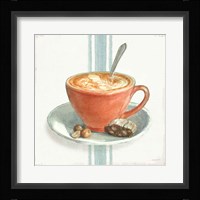 Wake Me Up Coffee III with Stripes Framed Print