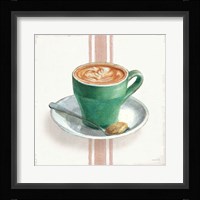 Wake Me Up Coffee II with Stripes Framed Print