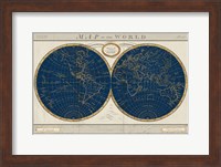 Torkingtons World Map Indigo Globes Fine Art Print