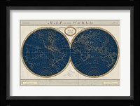 Torkingtons World Map Indigo Globes Fine Art Print