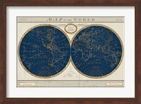 Torkingtons World Map Indigo Globes Fine Art Print