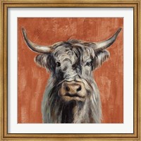 Highland Cow on Terracotta Fine Art Print